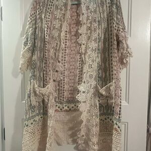 Umgee Lace Kimono with Vibrant Patterns